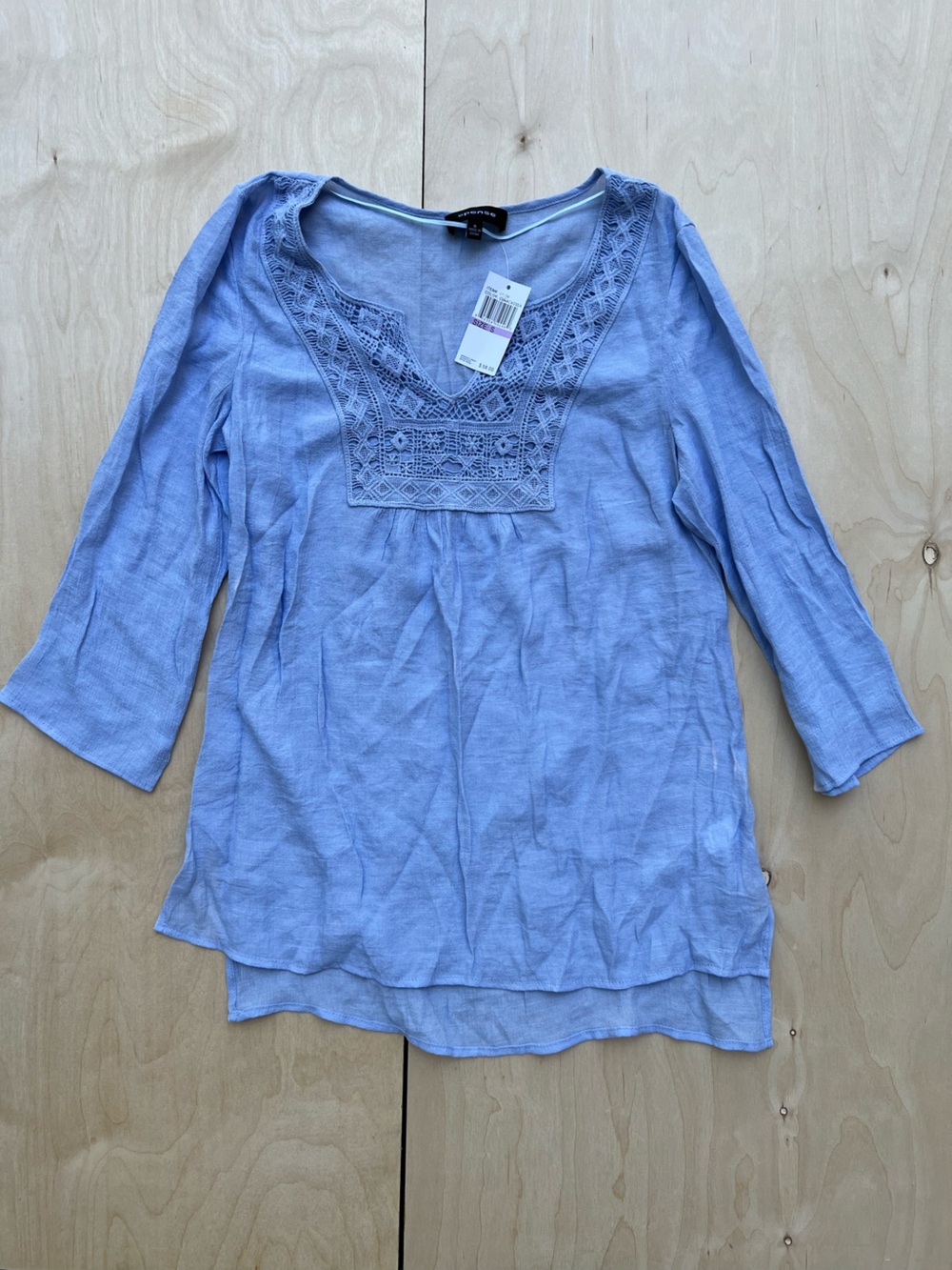 spense Light Blue lace crochet design blouse